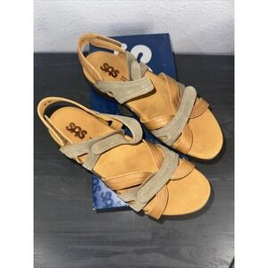 SAS NEW 8 M Pier Sepia Sandal Strappy Slingback Brown Dessert Sage Sole Made USA